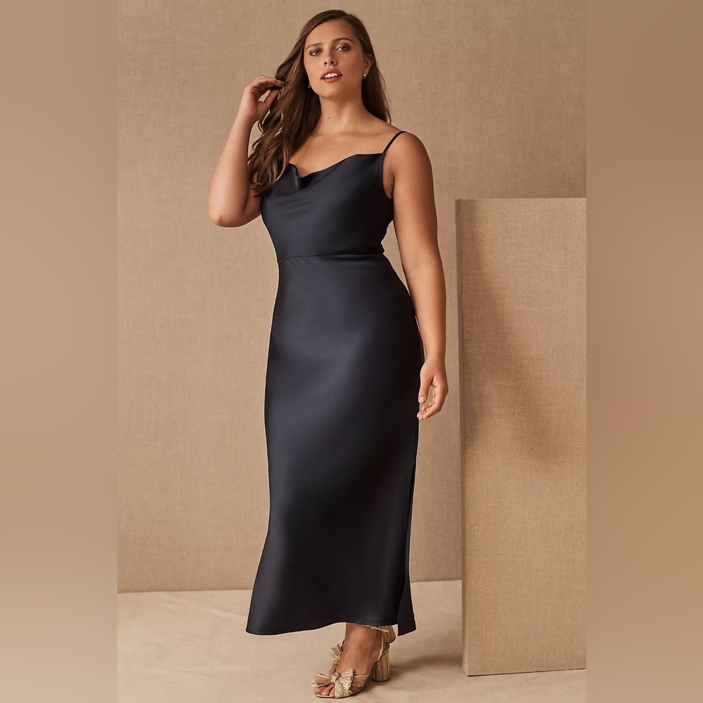 BHLDN Cali Satin Charmeuse Midi Dress. Purchased for $168. Color:midnight